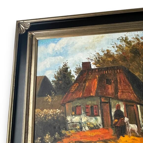 Vincent Van Gogh Cottage and Woman with Goat Pre-Framed Canvas Oil Painting - Picture 6 of 12